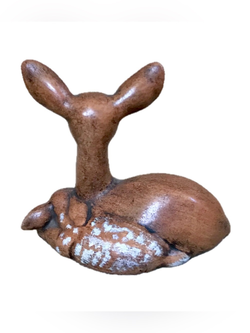 Vintage Handmade Ceramic Deer Figurine Doe & Fawn Cottagecore Woodland Rustic - Picture 3 of 7